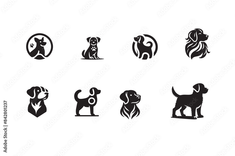 Dog Vector Silhouette Icon set illustration Dog Vector Silhouette Icon set illustration