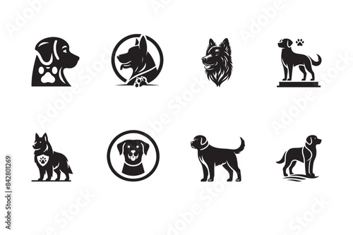 Dog Vector Silhouette Icon set illustration