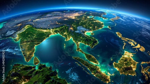 Digital mapping of southeast asia  global networks, data transfer, cyber tech, business exchange