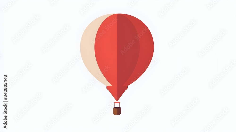 Fototapeta premium Minimalist Single Color Air Balloon Design on White Background