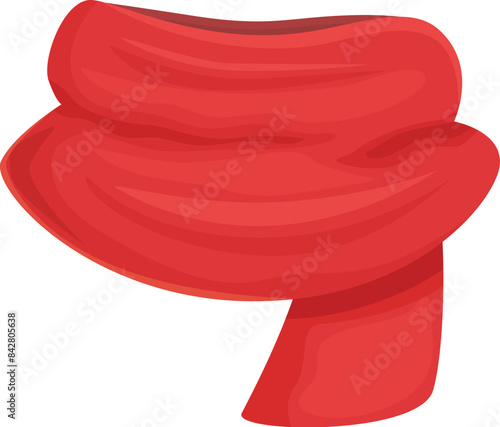 Red winter scarf folded over, providing warmth and comfort during the colder months
