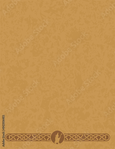 Vertical Letter 8.5 x 11 Parchment - Fantasy Knot Pattern and Wizard