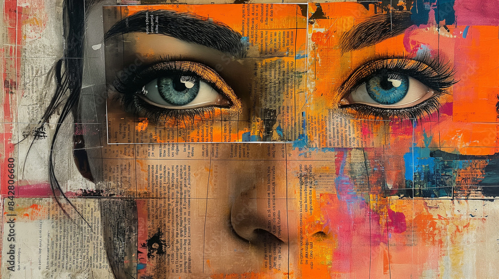 Collage art with mixed media elements. Collage art with mixed media elements.