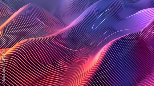 Gradient Waves and Geometric Shapes Forming Innovative Background