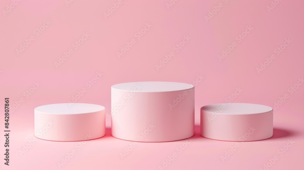 Animated 3D render of abstract minimal geometric forms. A pink podium for your design. Animated 3D render of abstract minimal geometric forms. A pink podium for your design.