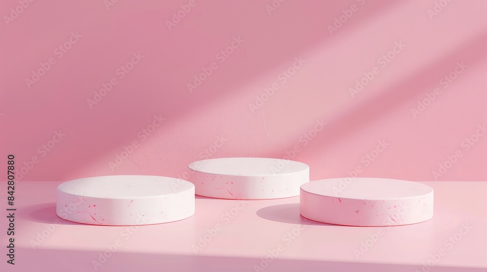 A 3D rendering of abstract geometric forms. Pink podium for your design. Stock. A 3D rendering of abstract geometric forms. Pink podium for your design. Stock.
