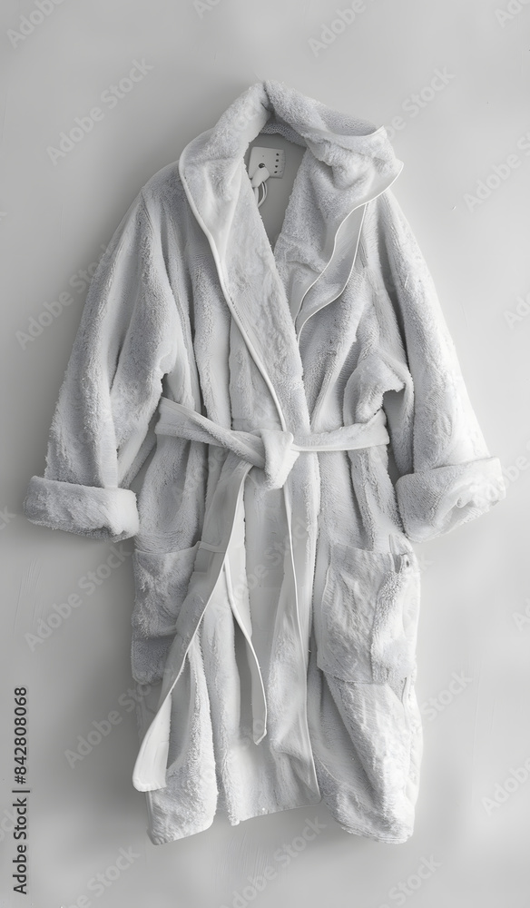 White soft bathrobe top view isolated on a white background White soft bathrobe top view isolated on a white background