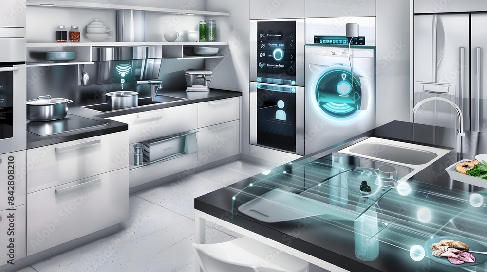 Ultra-Modern Kitchen with Smart Appliances Integrating Innovative Design Ultra-Modern Kitchen with Smart Appliances Integrating Innovative Design