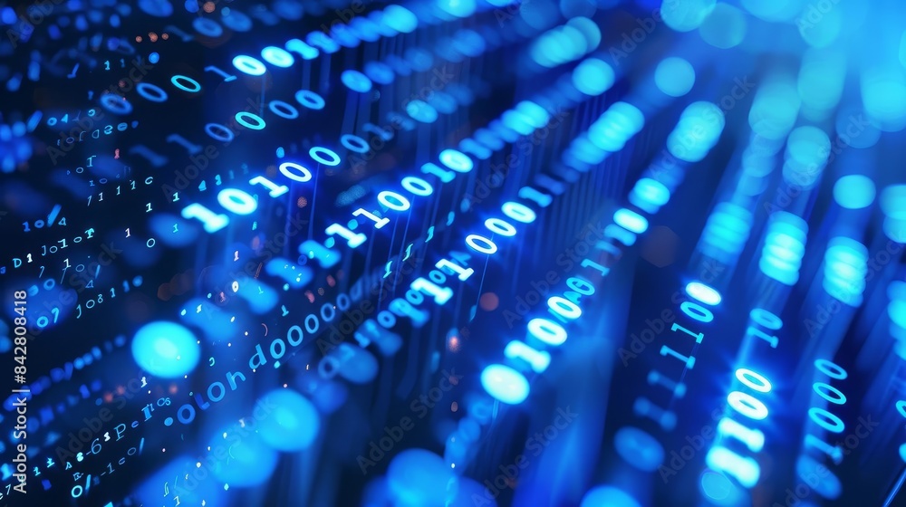 futuristic digital binary code data stream in vibrant blue hues cyber security concept futuristic digital binary code data stream in vibrant blue hues cyber security concept