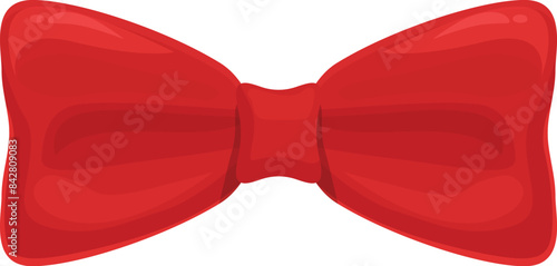 Shiny red bow tie symbolizing elegance and celebration on white background