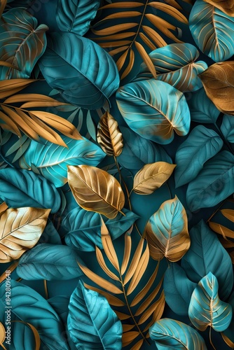 Green leaf pattern composition. Leaf logo illustration. Pattern leaves wallpaper. Wallpaper leaves. Figured ornament from leaves for printing. AI generated illustration