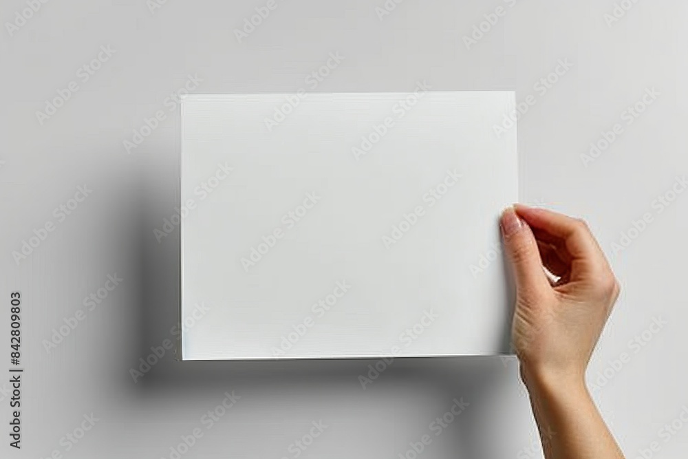 Fototapeta premium Blank paper mockup on hand created with generative AI