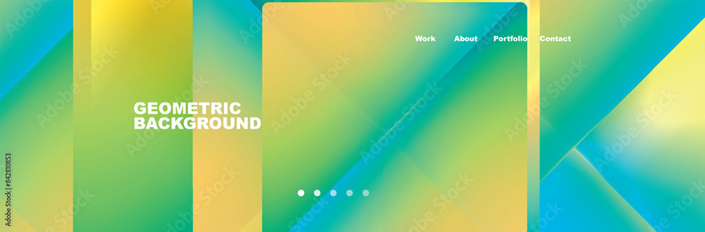 Naklejka premium Colorful fluid gradient triangles and squares web site template. Vector Illustration For Wallpaper, Banner, Background, Card, Book Illustration, landing page