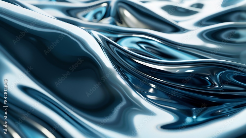 3D render, abstract background with fluid metallic shapes flowing and undulating in the style of rendered Cinema4D 3D render, abstract background with fluid metallic shapes flowing and undulating in the style of rendered Cinema4D