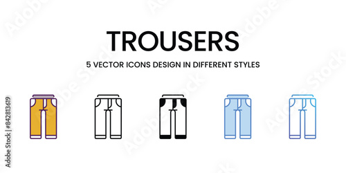 Trousers icons vector set stock illustration.