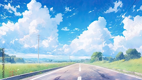 夏の田舎の道路