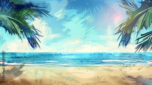 Background of beautiful beach for mockup summer product display or travel ad.