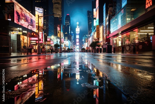 Times Square at night a sea of   bright lights.  generative IA