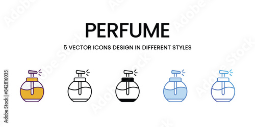 Perfume icons vector set stock illustration.
