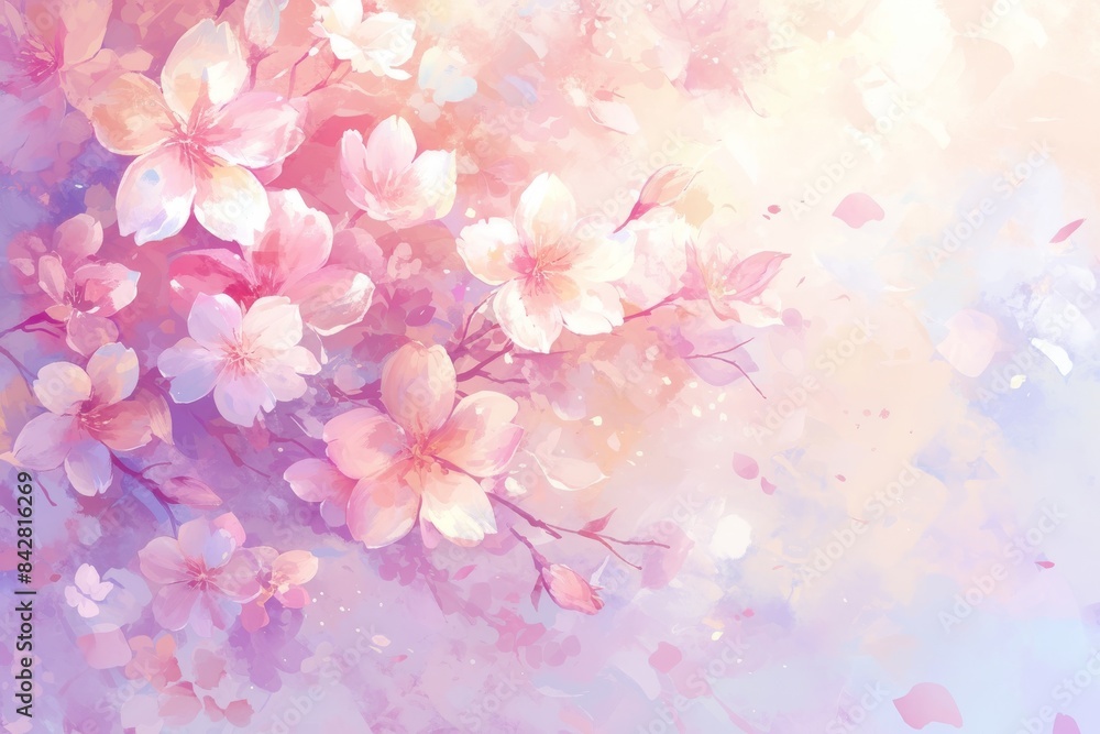 Fototapeta premium Watercolor Painting of Delicate Pink Blossoms