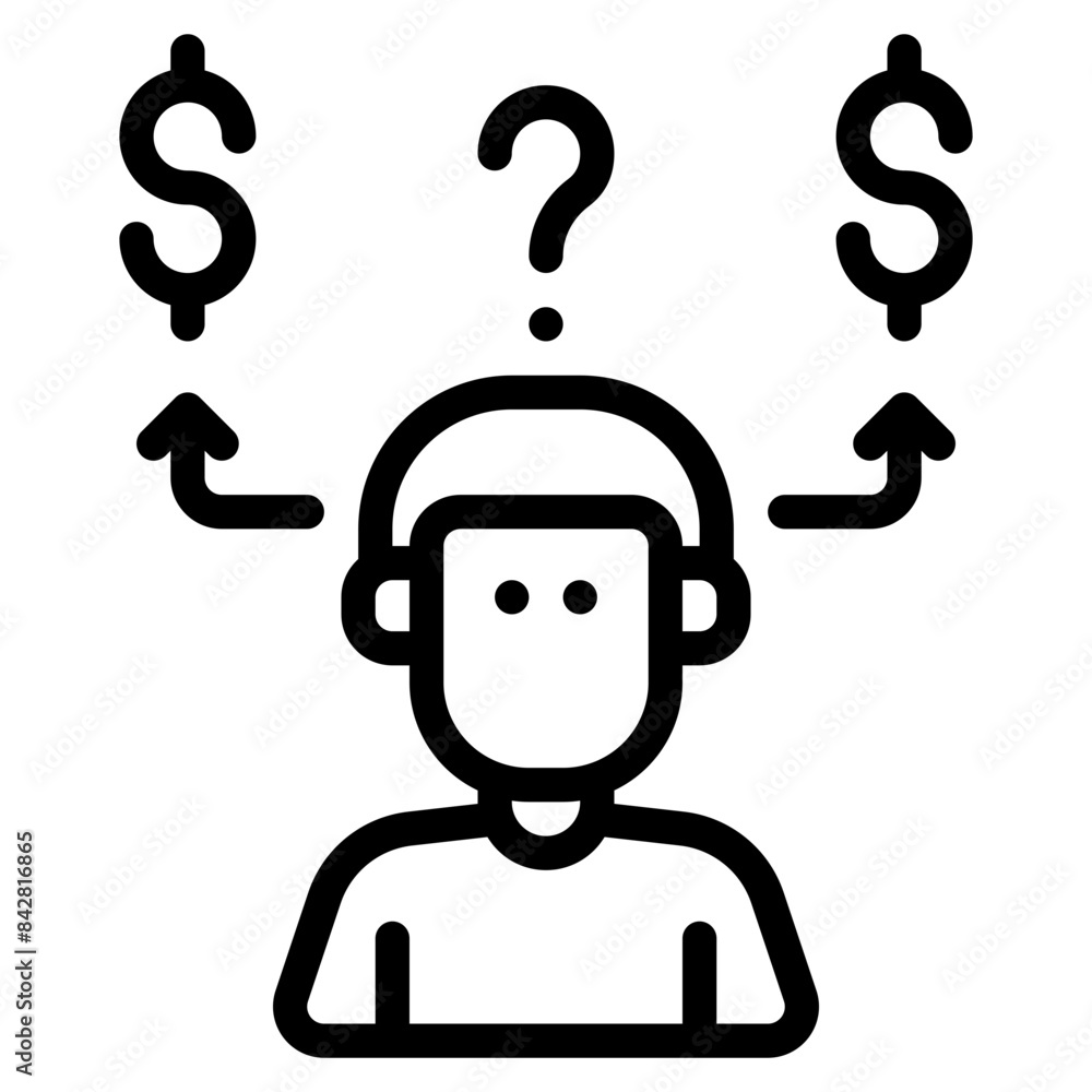think save or lock money outline icon and illustration think save or lock money outline icon and illustration