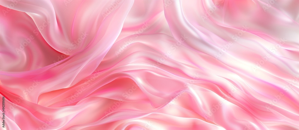 Obraz premium ピンクの滑らかなシルクの布が広がるエレガントな背景 
