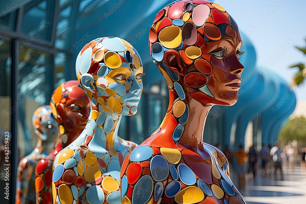 Colorful sculpture garden in San Diego., generative IA