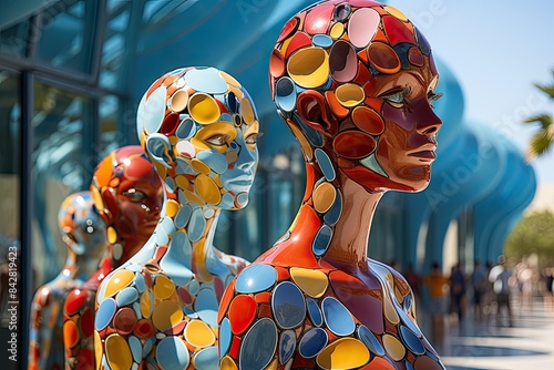 Colorful sculpture garden in San Diego., generative IA