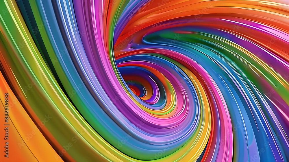 Naklejka premium Colorful curved lines. rainbow color swirls. 3d rendering abstract background 