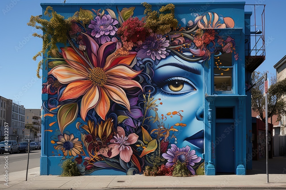 Vibrant art scene in San Francisco, Mission District., generative IA
