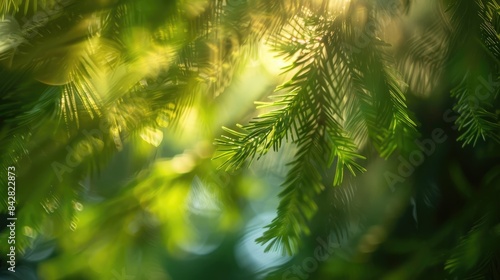 Blurred foliage of dawn redwood photo