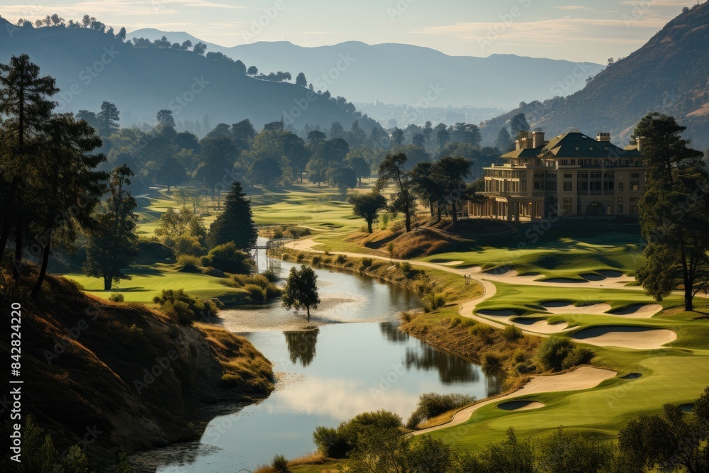 Fototapeta premium Griffith Park and the Autry Museum in Los Angeles., generative IA