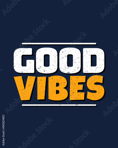 Good Vibes text effect creative typography design for wall art in white and yellow color style. Lettering vector illustration. Suitable for decoration, poster and banner.