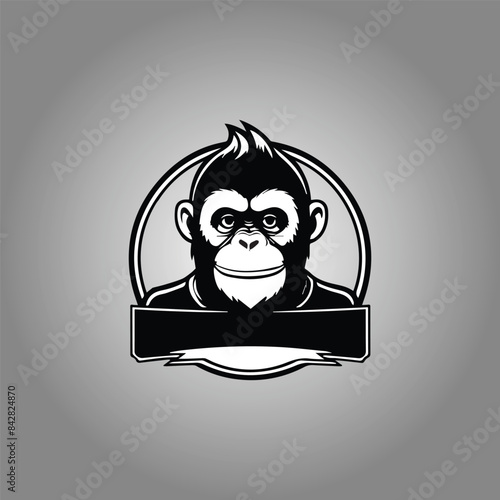 A minimal line art logo of Monkey, Abstract Monkey vector