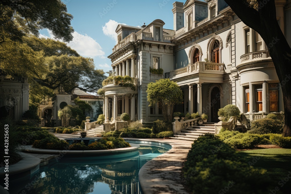Majestic house Nathaniel Russell in Charleston, USA., generative IA