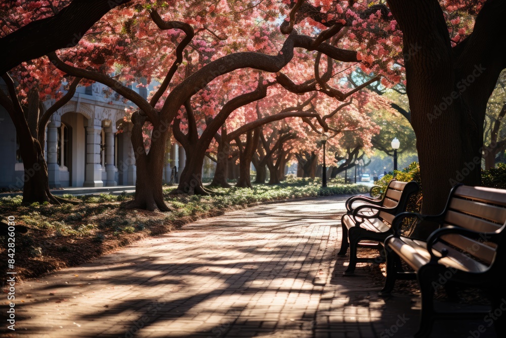 Washington Square, Charleston Sereno Park in the heart of the city., generative IA