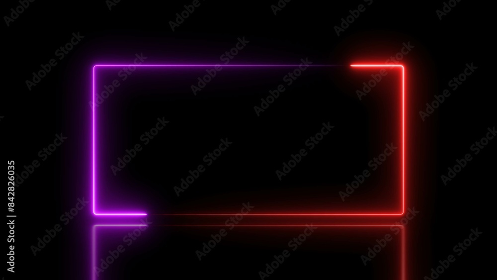Fototapeta premium Abstract Neon Light Rectangular Frame Illustration.