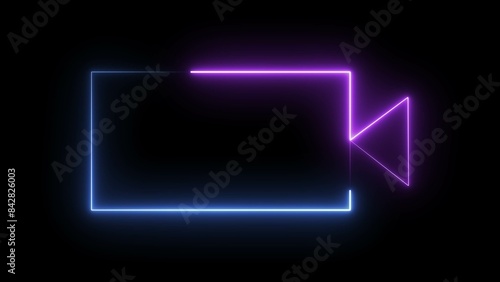 Abstract Neon Light Rectangular Frame Illustration.