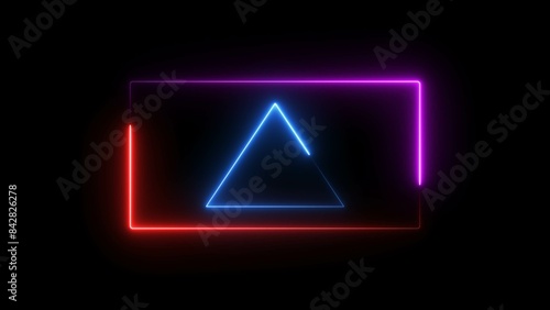 Abstract Neon Light Rectangular Frame Illustration.