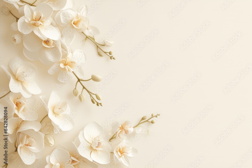 Elegant White Orchid Arrangement on a Light Background Elegant White Orchid Arrangement on a Light Background