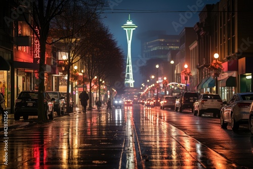 Vibrant Nightlife in Capitol Hill, Seattle., generative IA