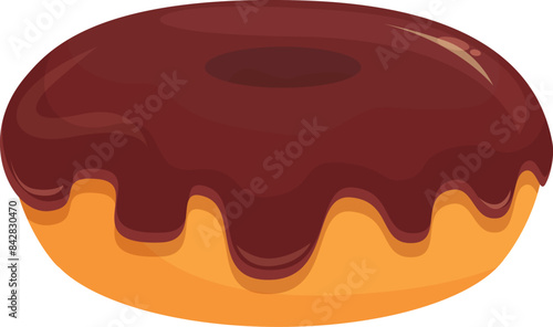 Delicious chocolate donut glazed with melted chocolate on white background