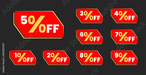 10% to 90% Discount number set for promotional offers