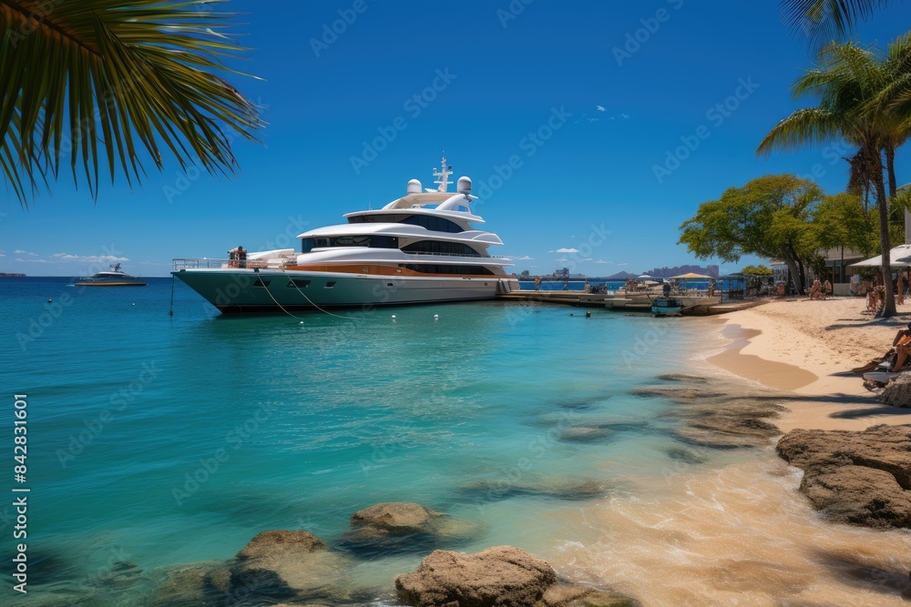 Fort Lauderdale Beach golden sand, crystal clear waters and leisure., generative IA Fort Lauderdale Beach golden sand, crystal clear waters and leisure., generative IA