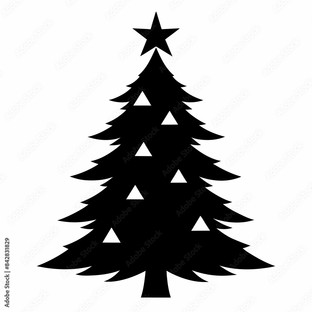 Obraz premium Silhouette of the Christmas tree vector illustration