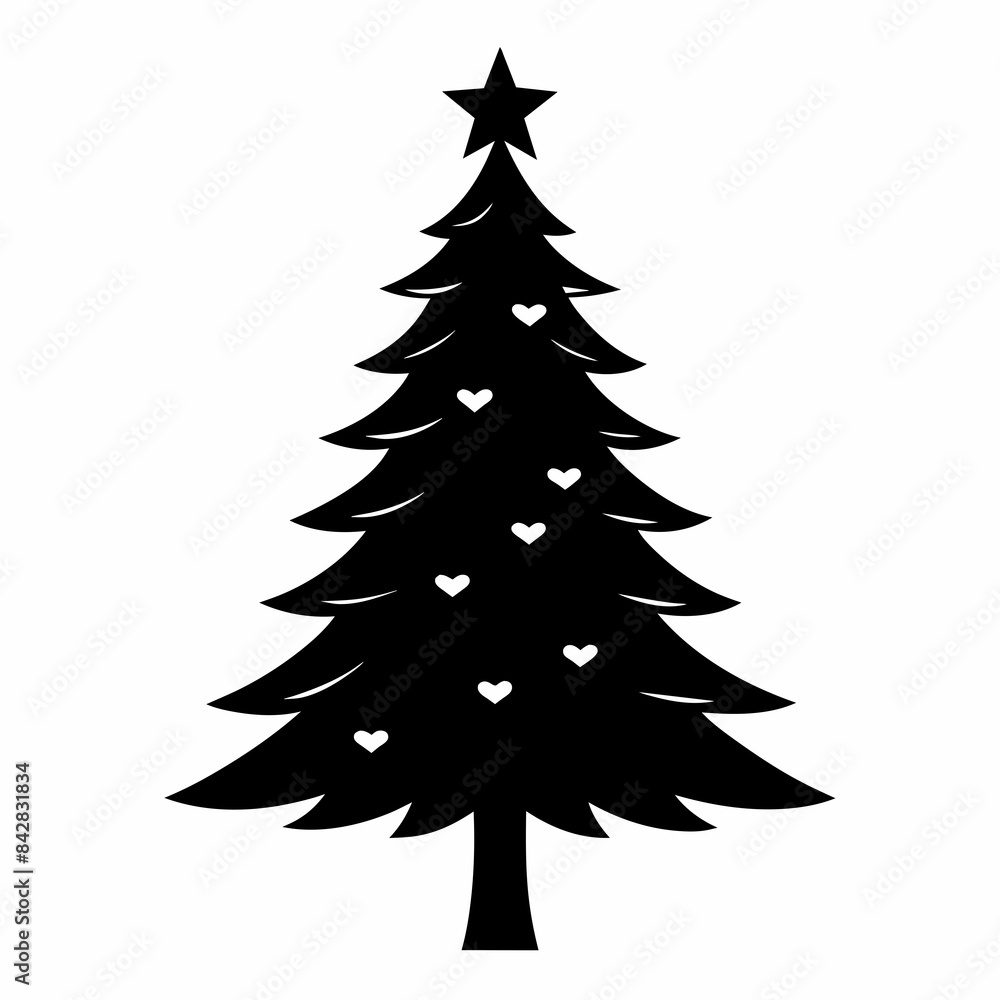 Fototapeta premium Silhouette of the Christmas tree vector illustration