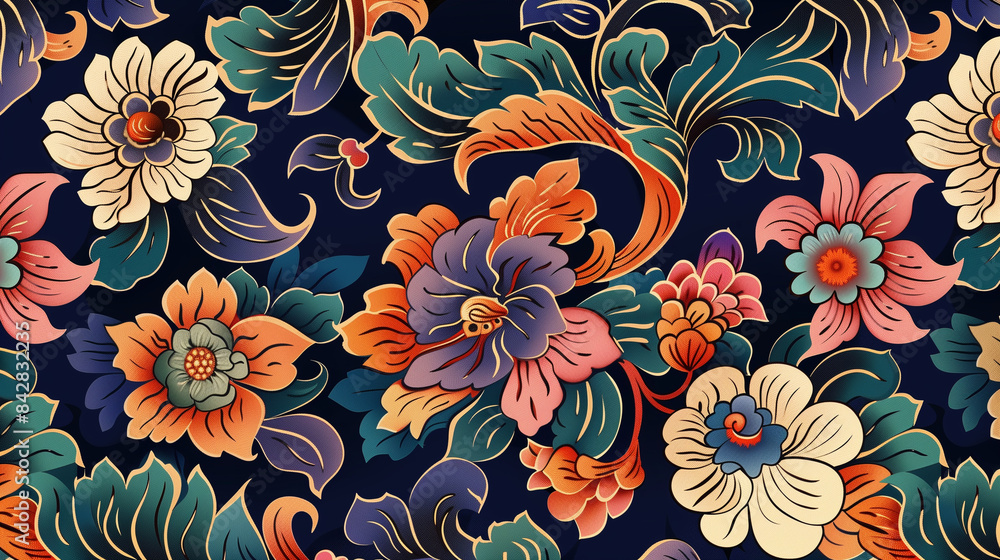 A Symphony of Floral Delights in a Deep Blue Canvas A Symphony of Floral Delights in a Deep Blue Canvas