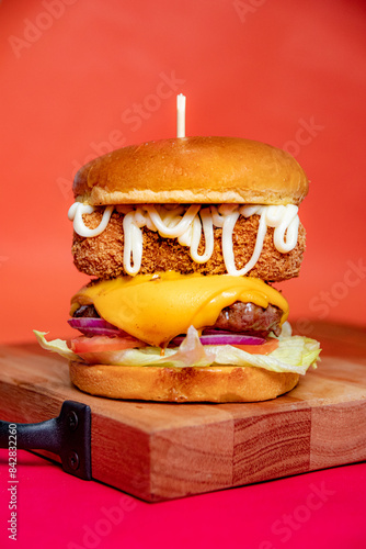 burger on a table
