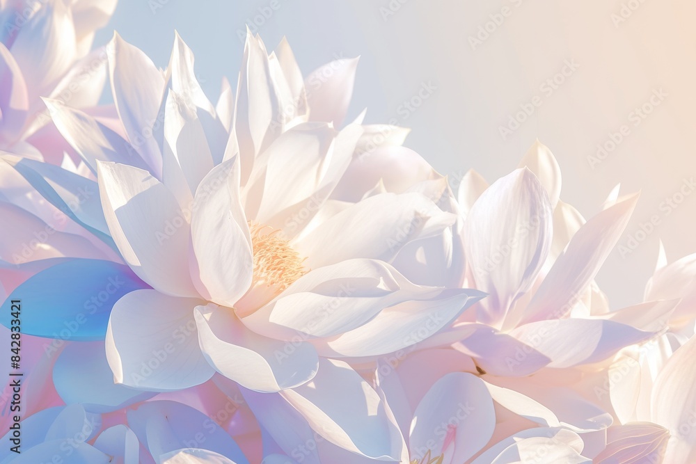 Delicate White Lotus Blossoms in Soft Light Delicate White Lotus Blossoms in Soft Light
