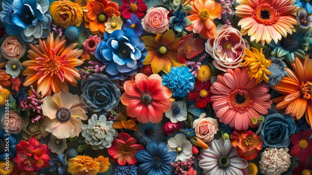 Floral collage with a mix of different flowers, vibrant colors, and dynamic composition Floral collage with a mix of different flowers, vibrant colors, and dynamic composition